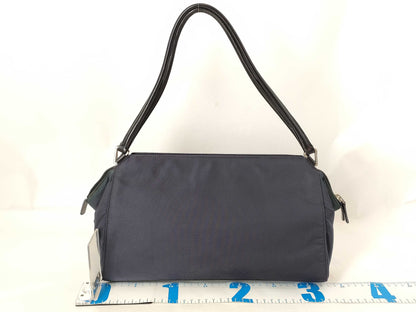 PRADA B11095 Nylon Semi-Shoulder Bag, Handbag, Tote Bag, Nylon Triangle Plate, Navy Blue