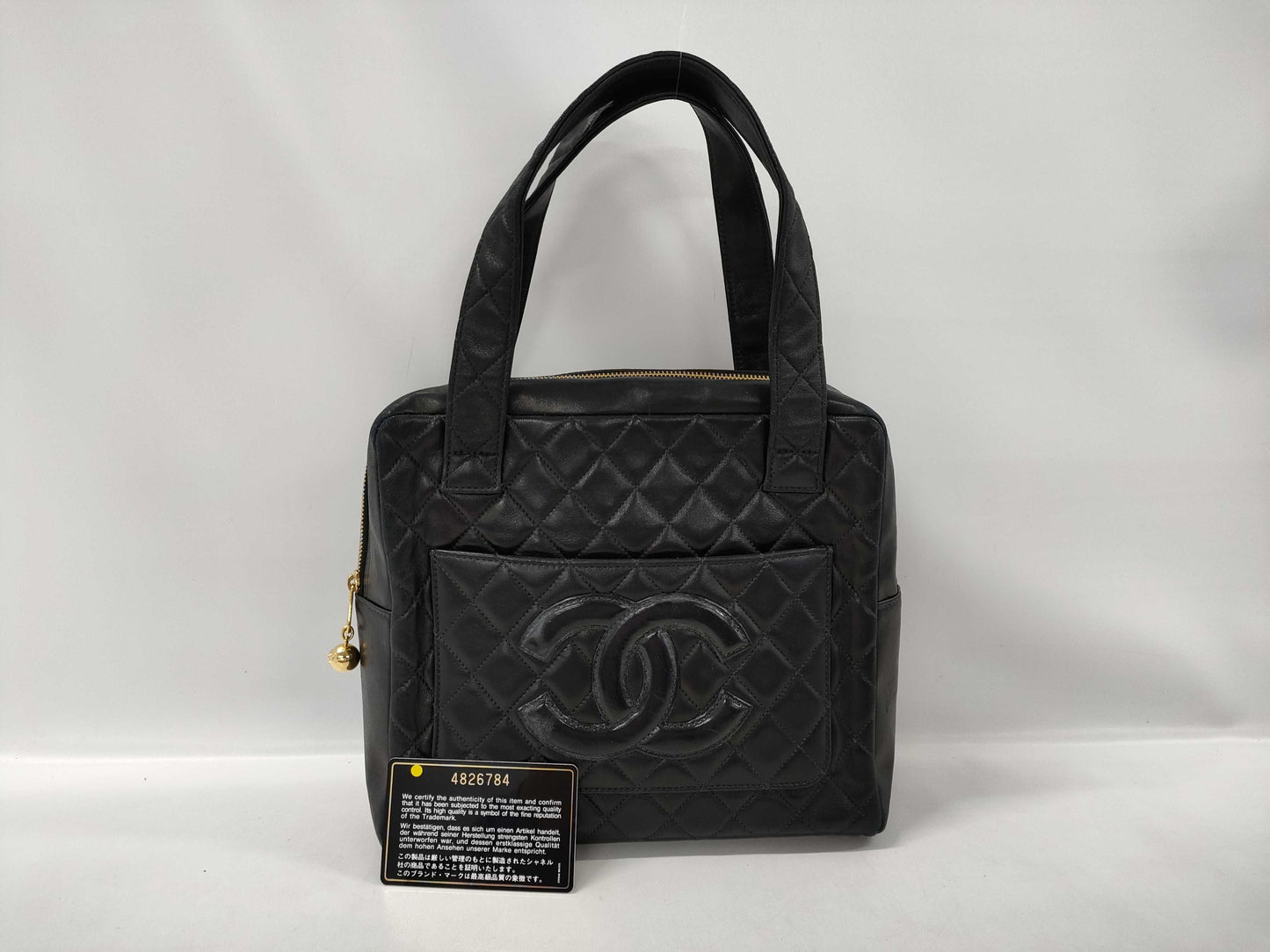 CHANEL Matelasse Handbag, Lambskin, Coco Mark, GD Hardware, 4826784, Black