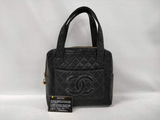CHANEL Matelasse Handbag, Lambskin, Coco Mark, GD Hardware, 4826784, Black