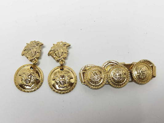 VERSACE Gianni Versace Accessories: Bracelet and Earrings, Medusa GP, Gold Color. Accessory Collection. Accessory Collection.