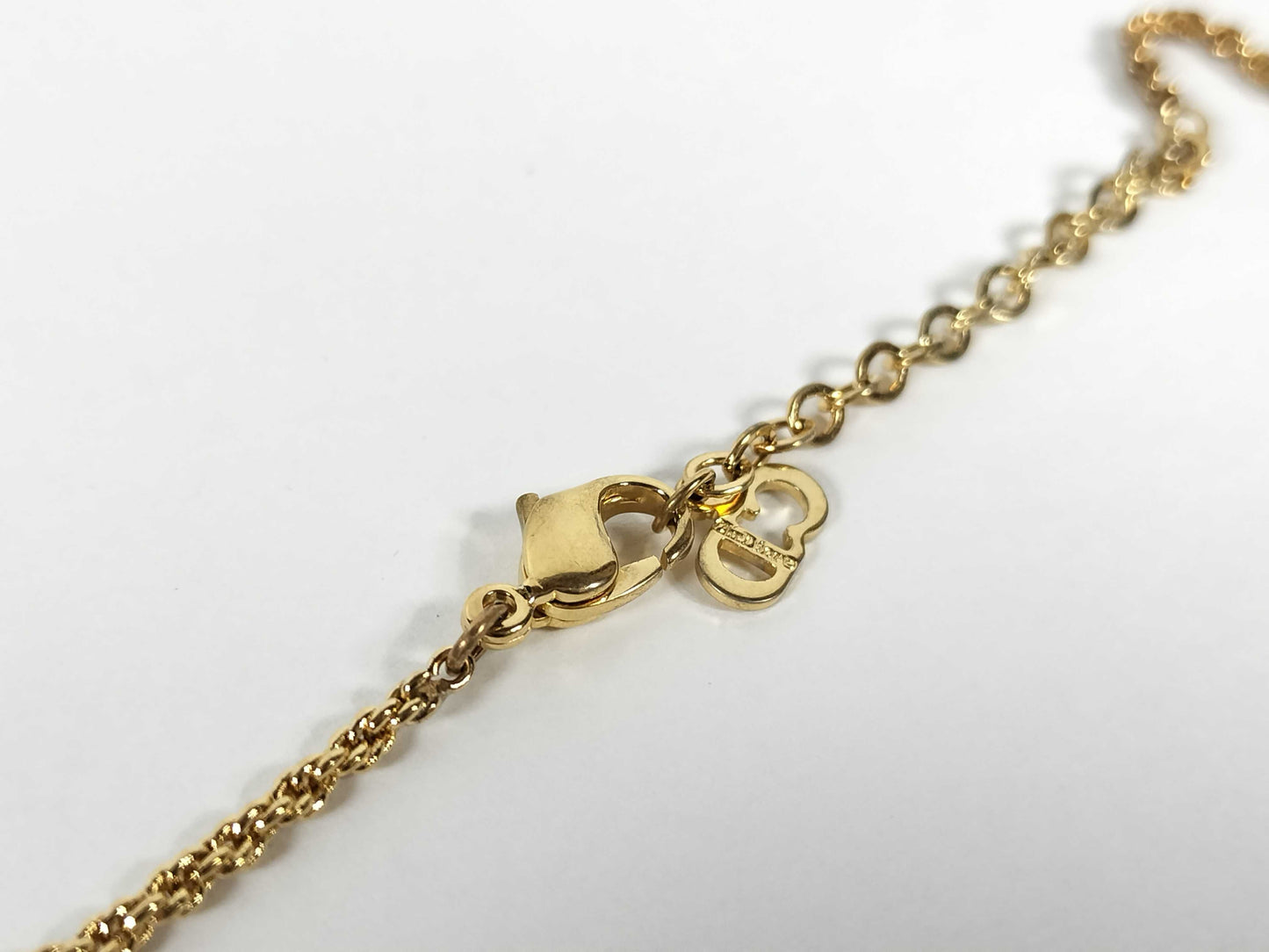 Christian Dior Necklace CD Logo Bag Motif Rhinestone GP Gold Color Accessories Collection 