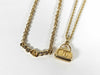 Christian Dior Necklace CD Logo Bag Motif Rhinestone GP Gold Color Accessories Collection 