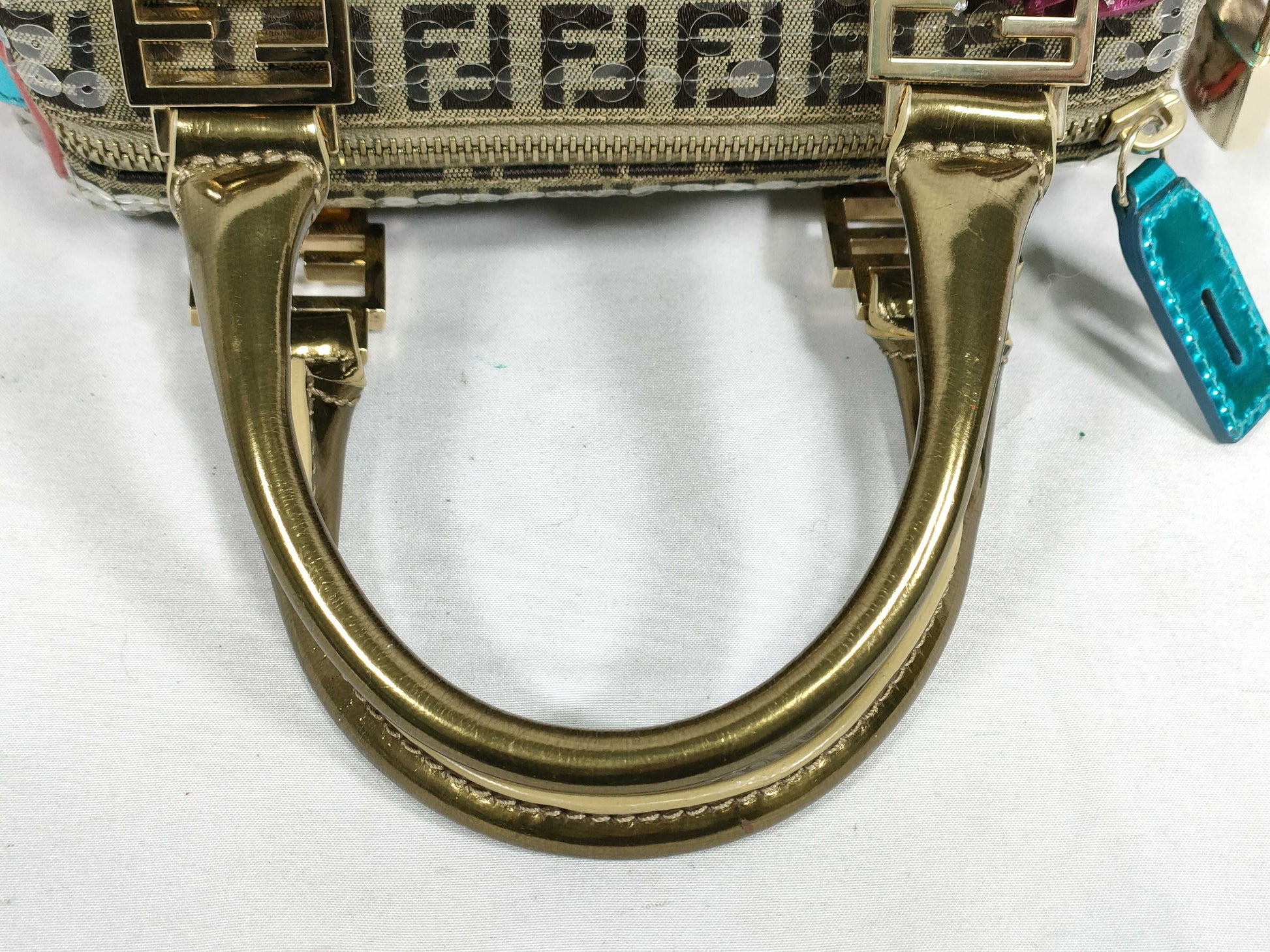 FENDI Zucchino Print Mini Boston Bag 8BL071 Handbag