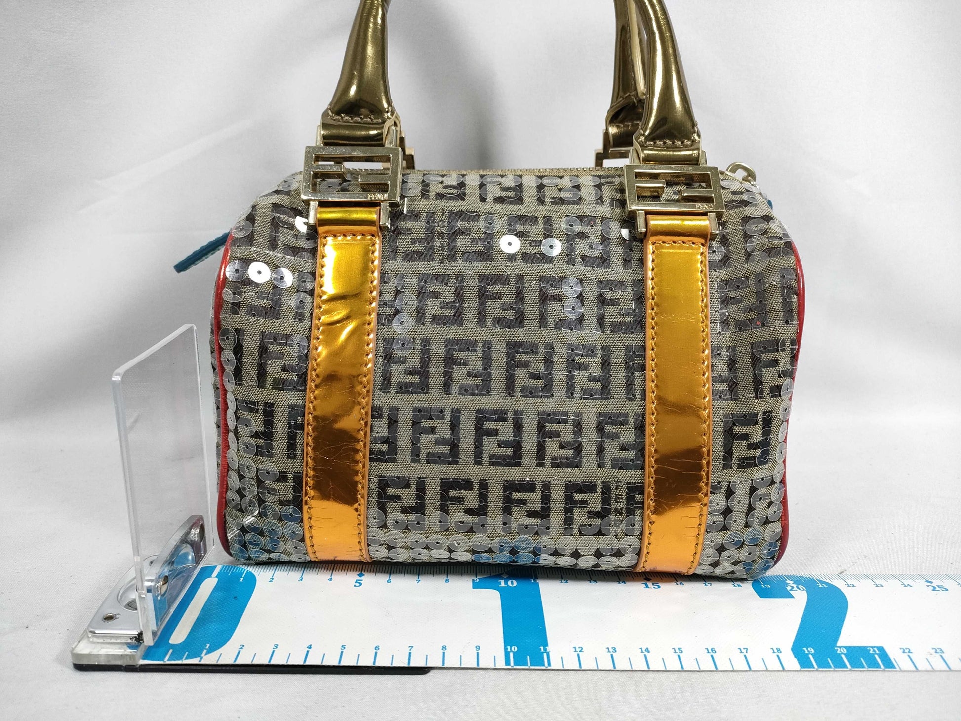 FENDI Zucchino Print Mini Boston Bag 8BL071 Handbag