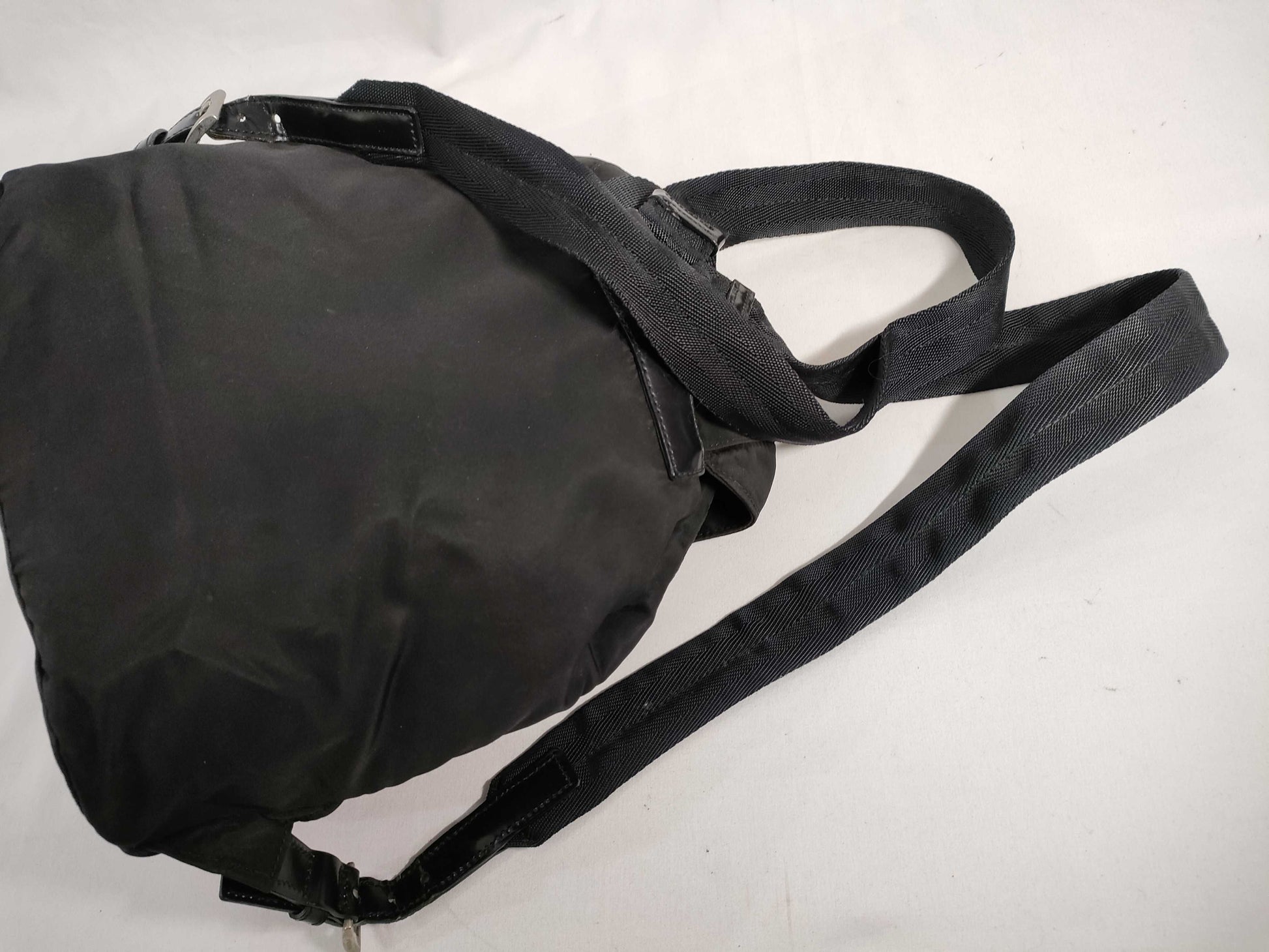 PRADA Nylon Prada Backpack with Triangle Logo, Black