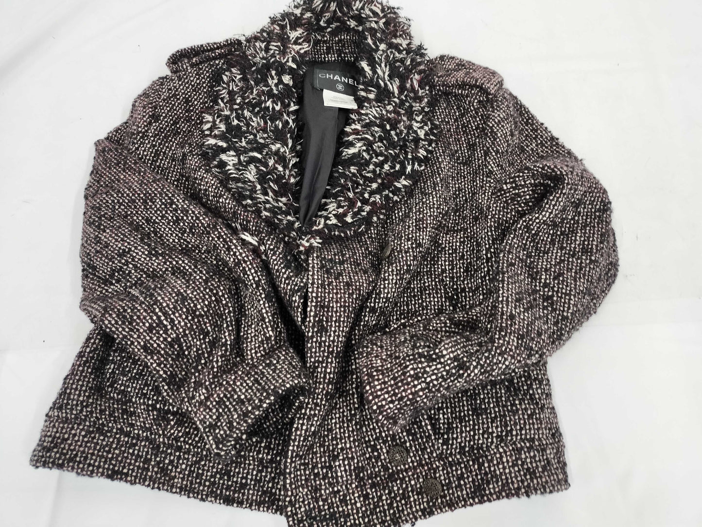 CHANEL CHANEL P44 Tweed Motorcycle Jacket Coco Mark P Coat 42 Jacket