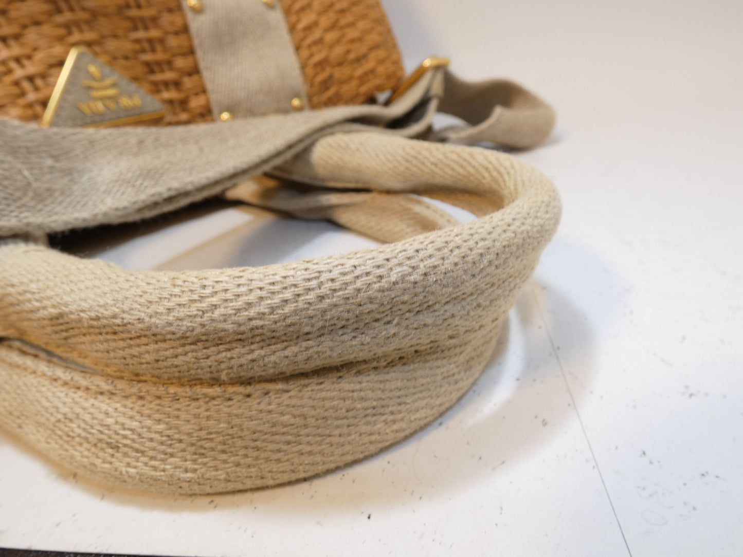 PRADA 2-way raffia canapa shoulder tote bag