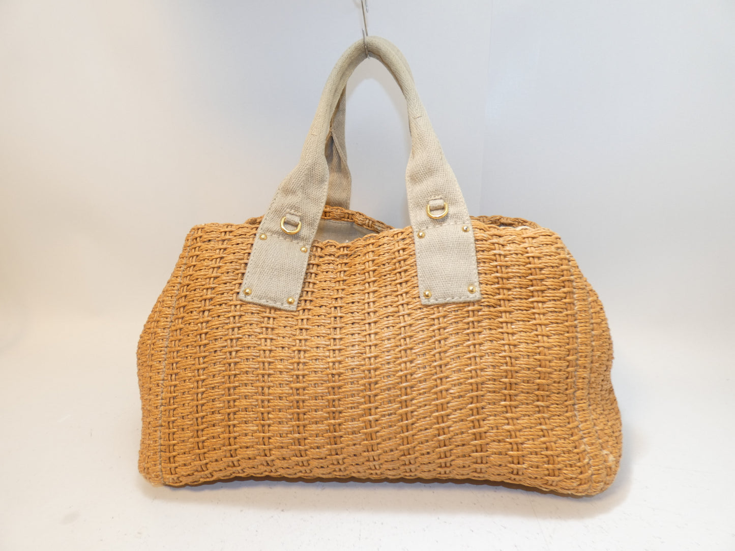 PRADA 2-way raffia canapa shoulder tote bag