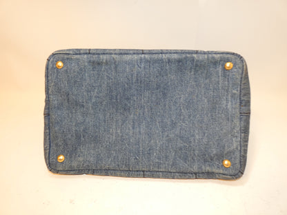 PRADA Canapa Denim Tote Handbag