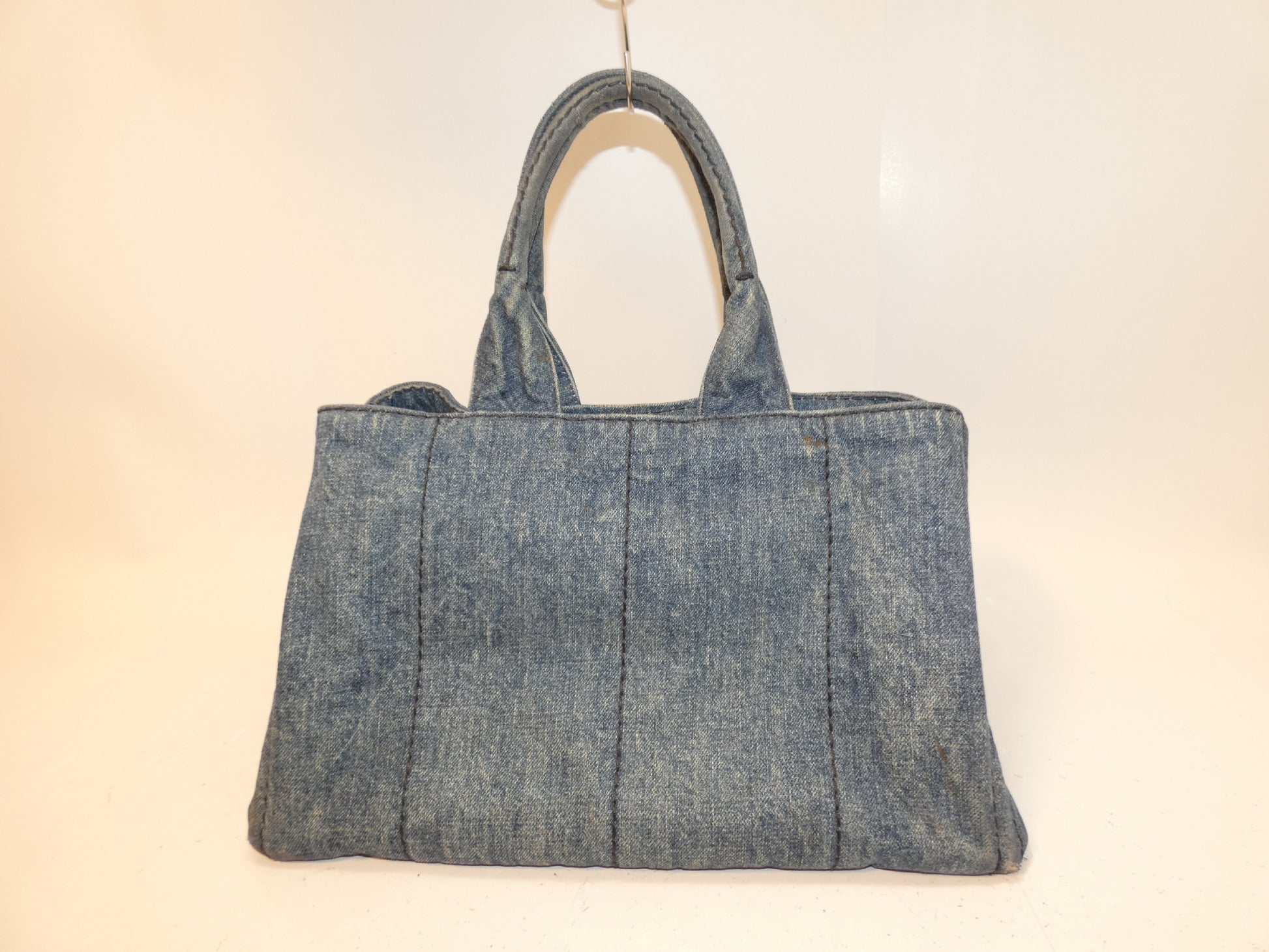 PRADA Canapa Denim Tote Handbag
