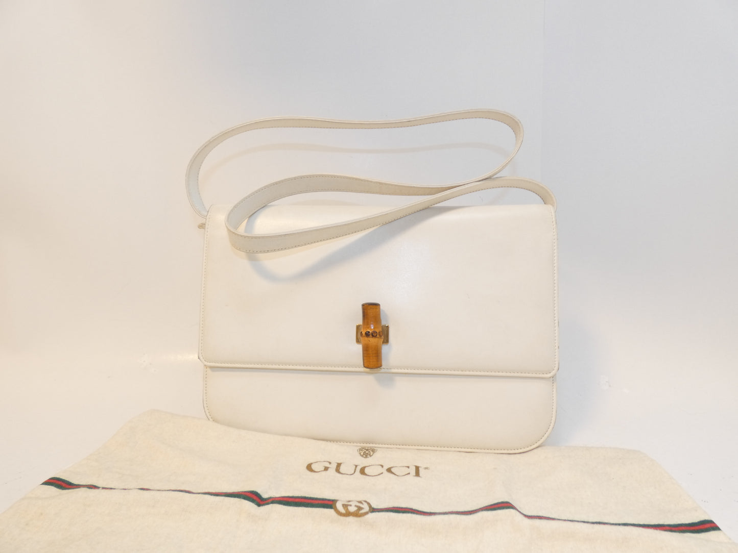 GUCCI Bamboo Turnlock Leather Shoulder Bag
