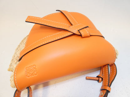 LOEWE Gate Bag Raffia Leather Shoulder Bag