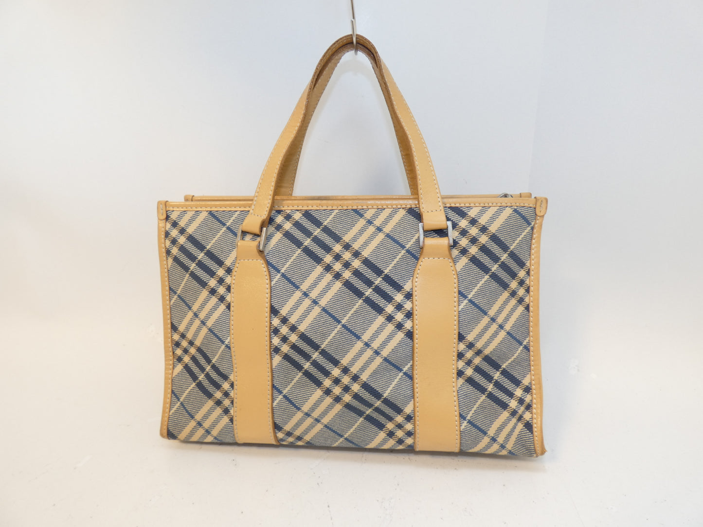 BURBERRY Nova Check Canvas Blue Handbag