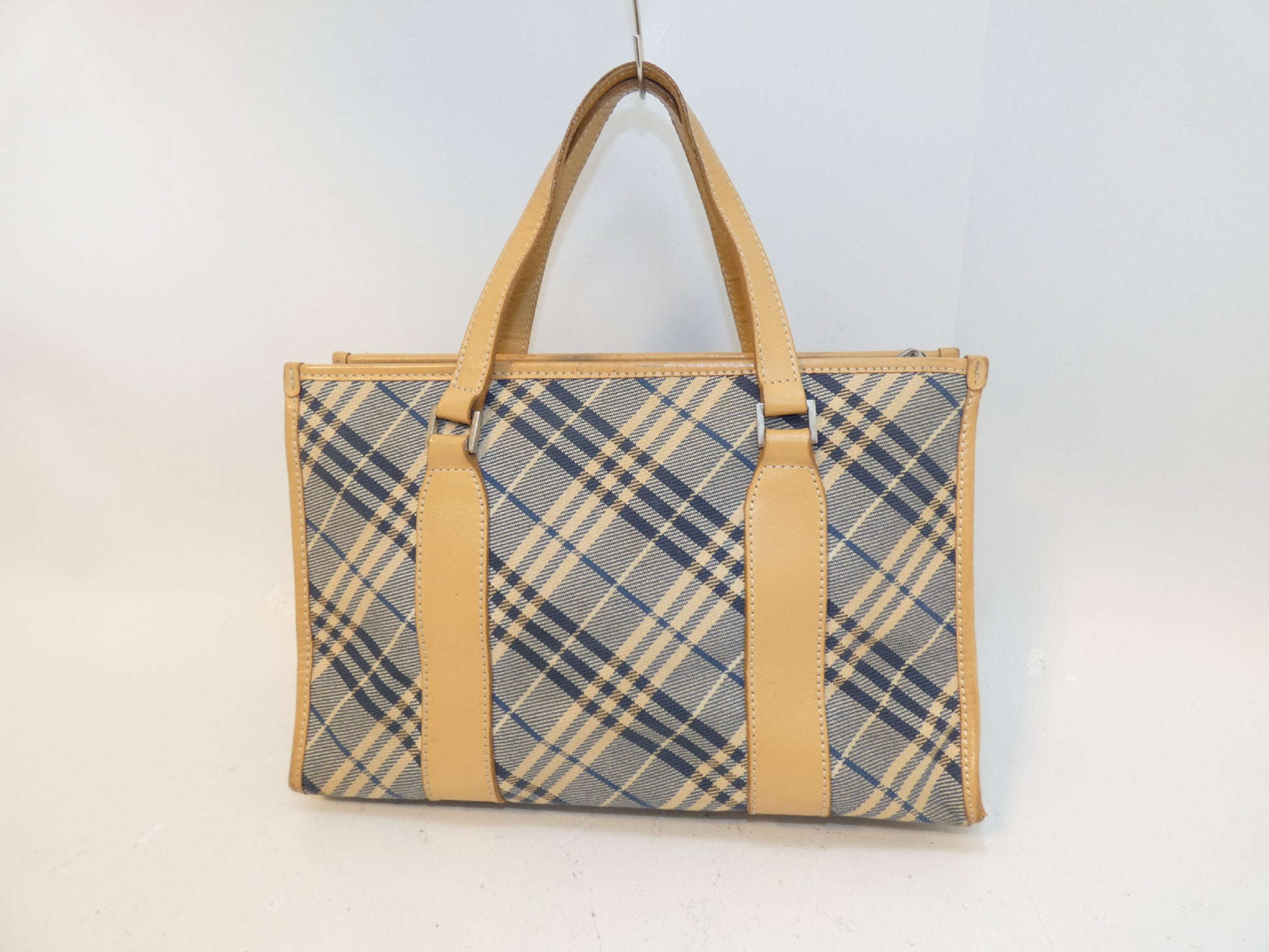 BURBERRY Nova Check Canvas Blue Handbag