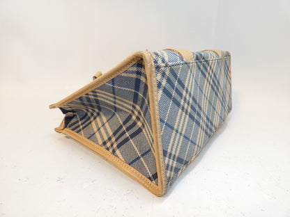 BURBERRY Nova Check Canvas Blue Handbag