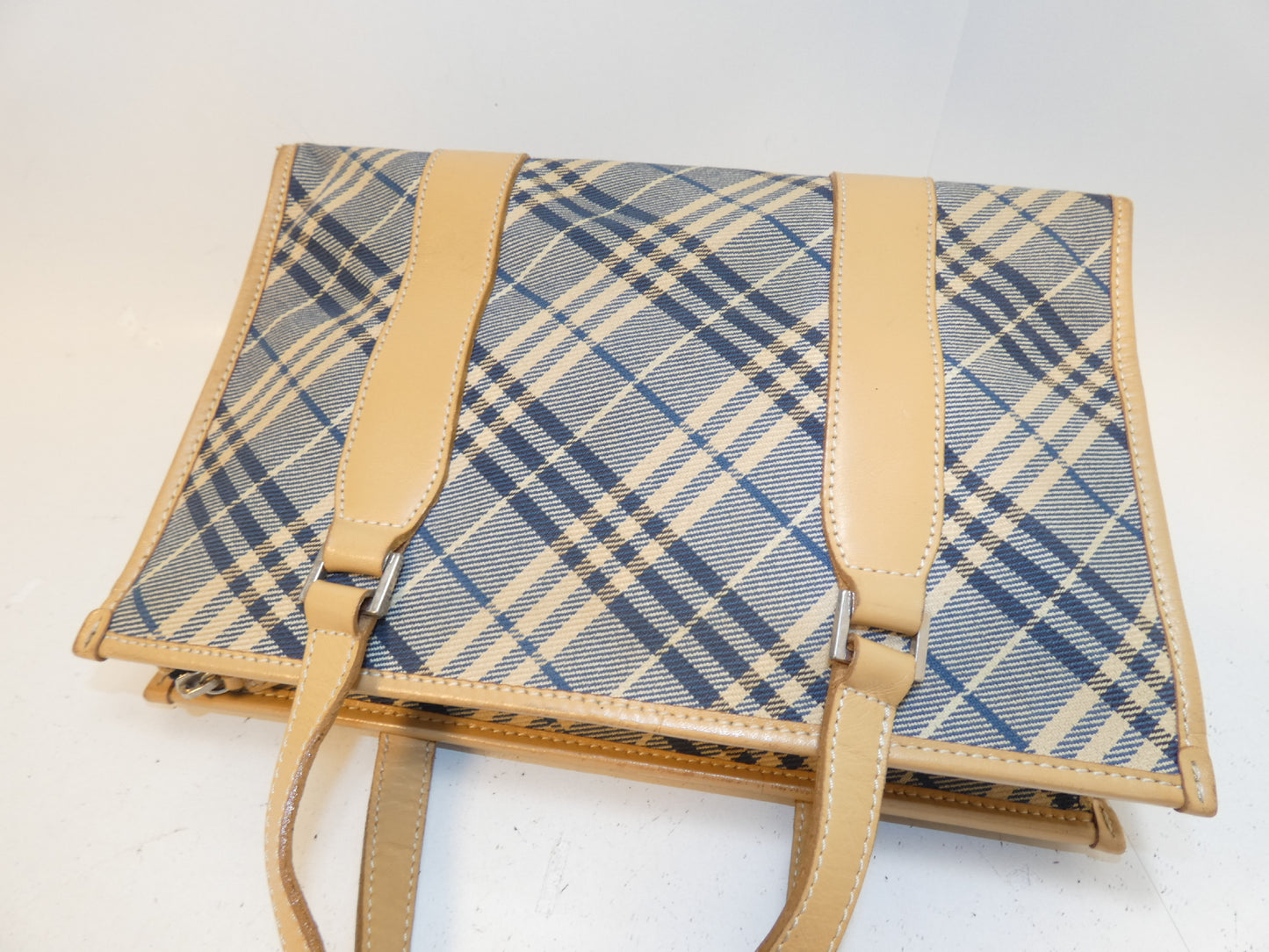 BURBERRY Nova Check Canvas Blue Handbag