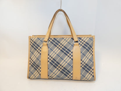 BURBERRY Nova Check Canvas Blue Handbag