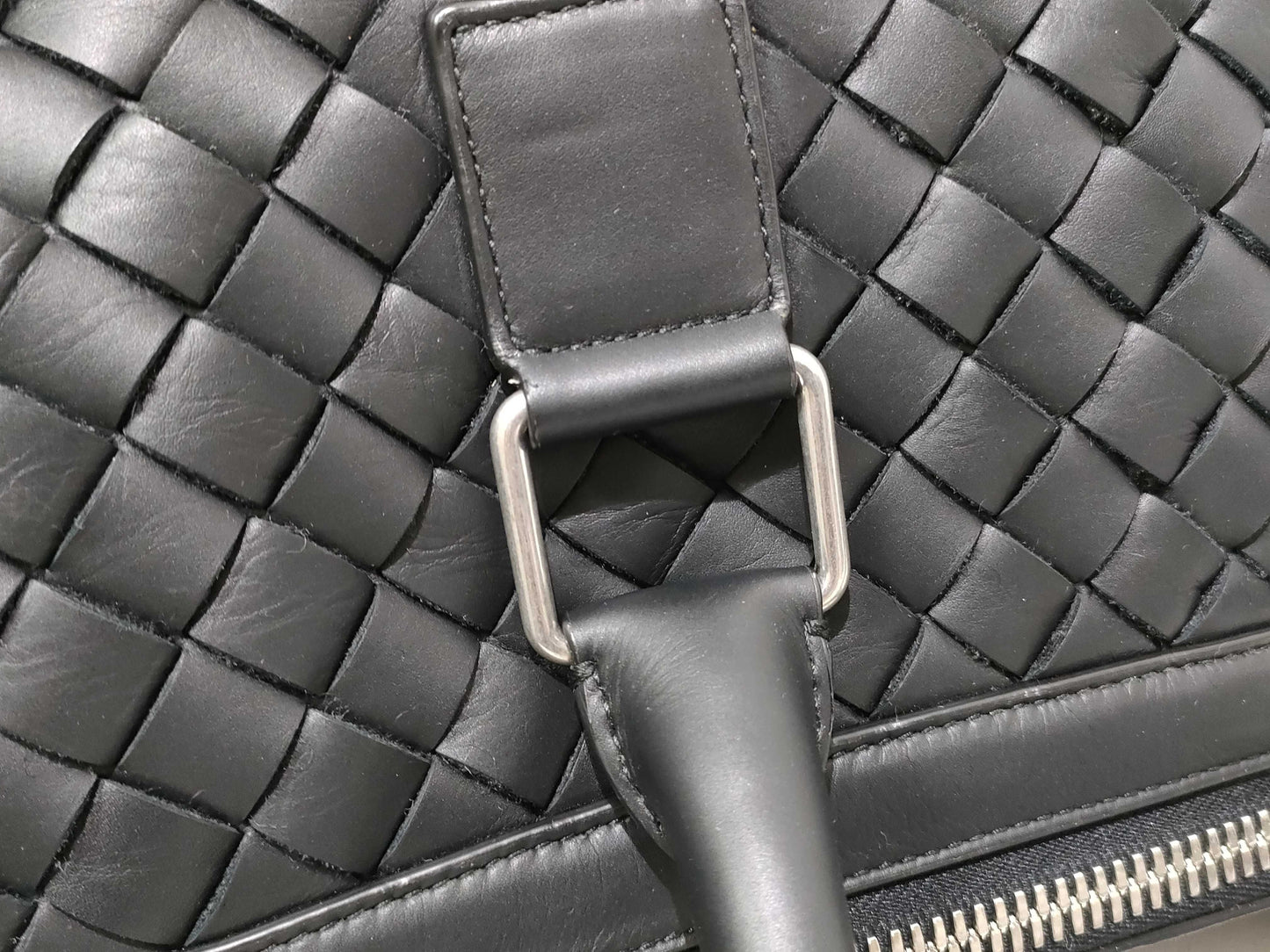 BOTTEGA VENETA Intrecciato Leather 2-Way Black Boston Bag