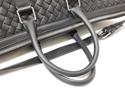 BOTTEGA VENETA Intrecciato Leather 2-Way Black Boston Bag