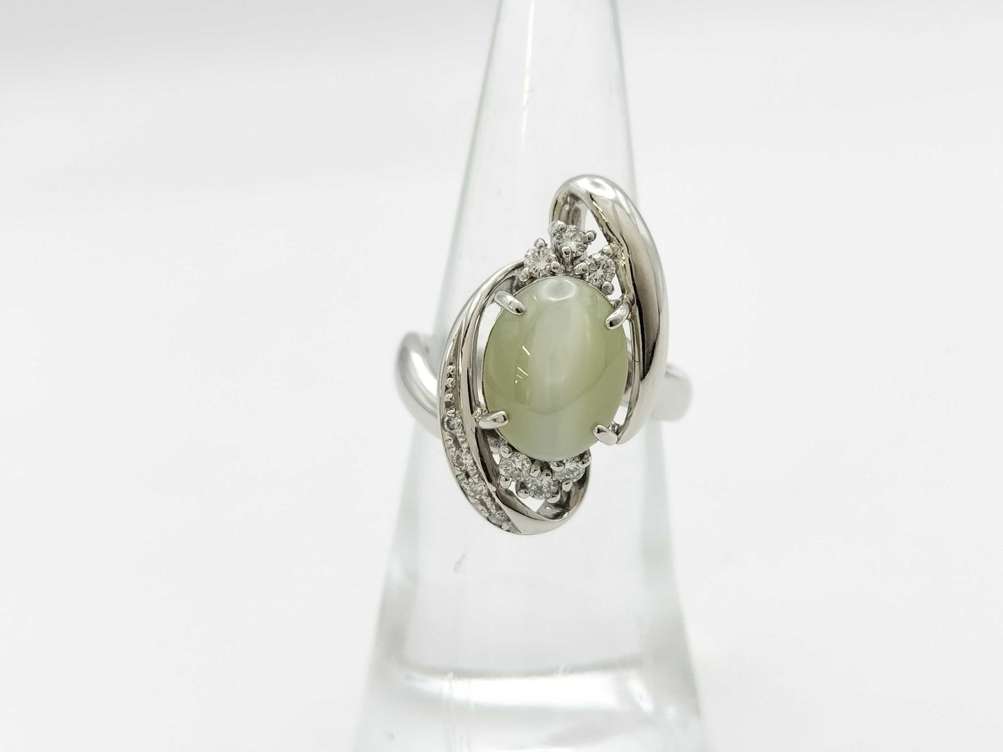 Chrysoberyl Cat's Eye 5.48ct D0.23ct Pt900 12.0g Ring 