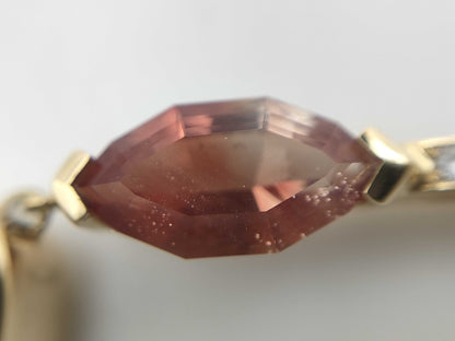 Ammolite 27.49ct Sunstone 1.84ct D0.12ct K18 15.3g Necklace 