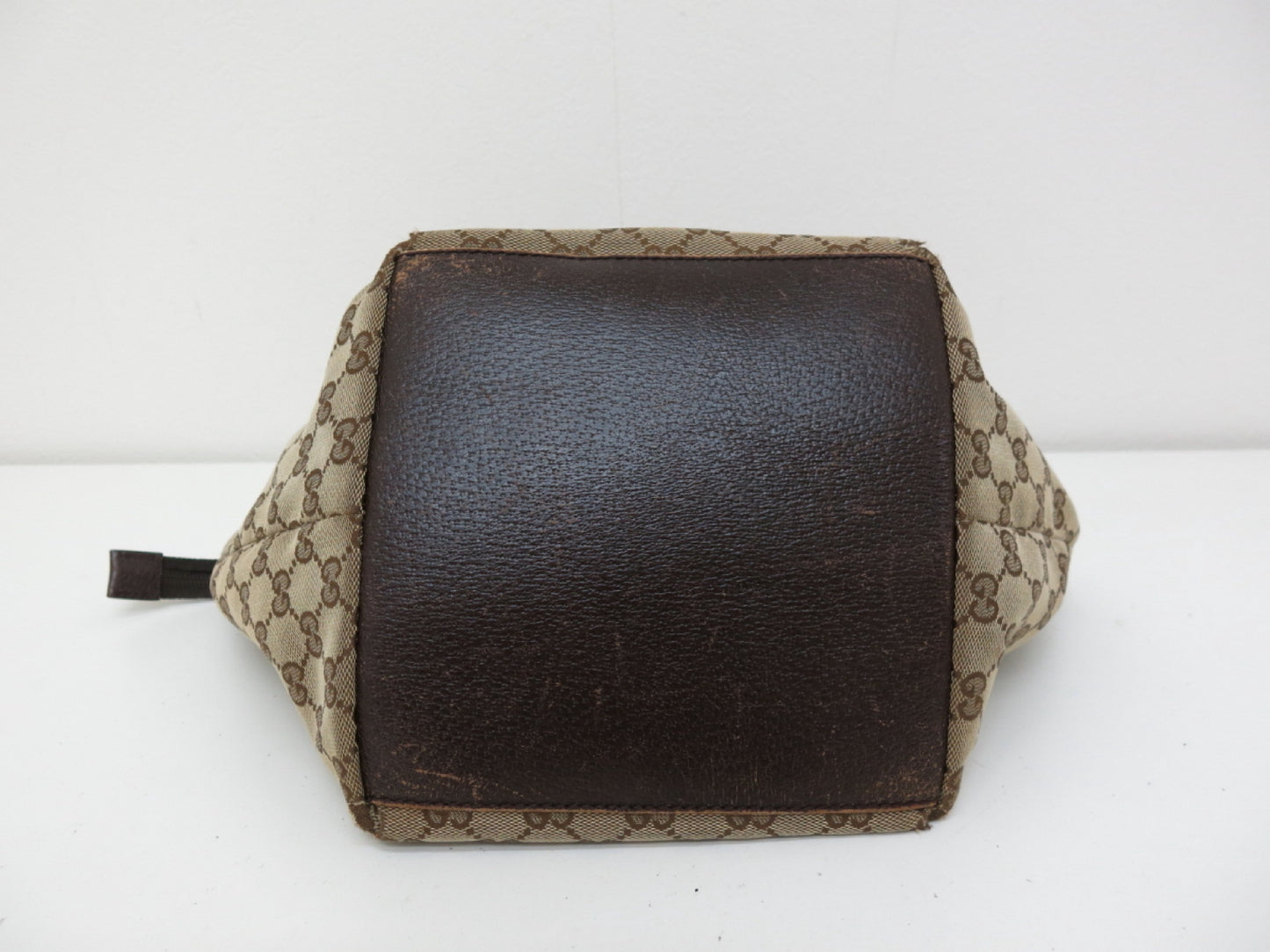 GUCCI GUCCI Gucci Sherry GG Canvas Leather Tote Bag