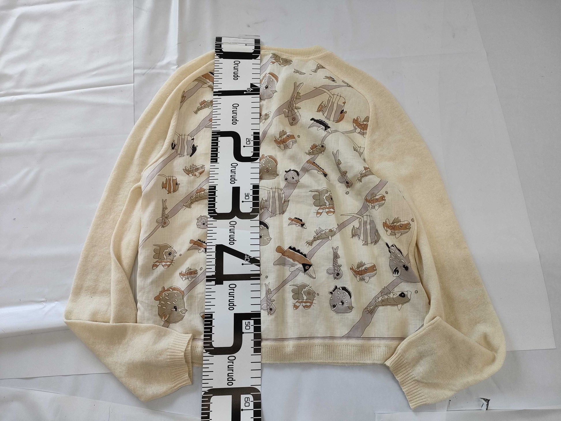 HERMES Margiela-era cashmere cardigan with fish print, size ME