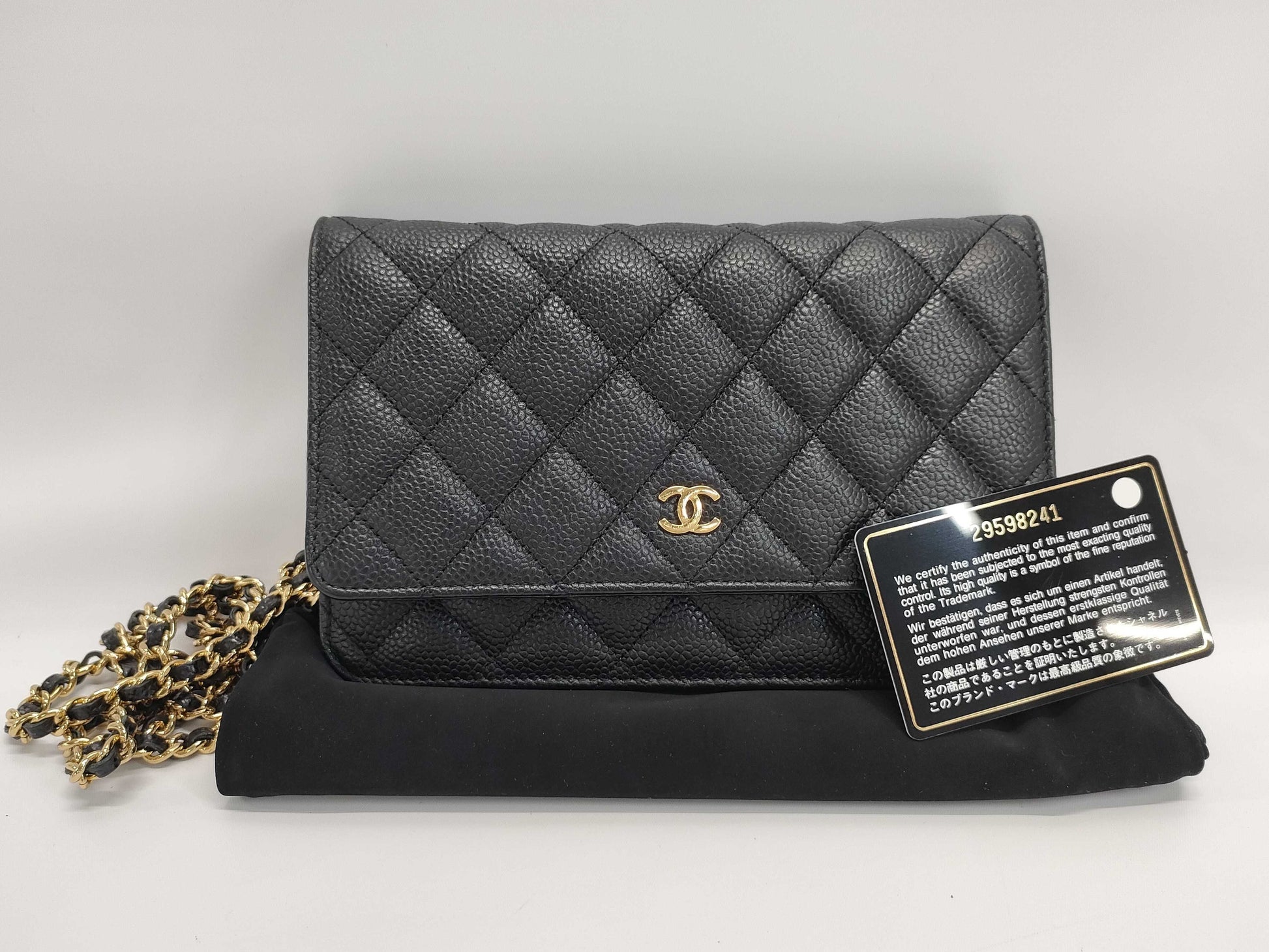 CHANEL Matelasse Chain Wallet A33814 Black with Gold Hardware and Caviar Leather 29598241 Shoulder Bag