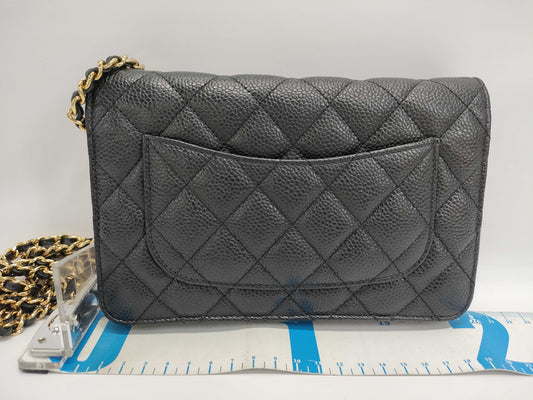 CHANEL Matelasse Chain Wallet A33814 Black with Gold Hardware and Caviar Leather 29598241 Shoulder Bag