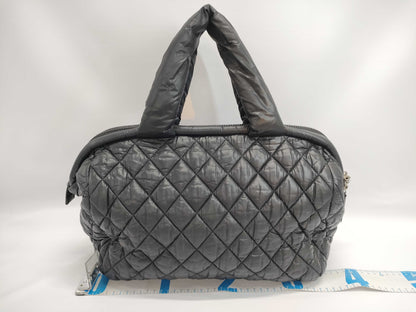 CHANEL Coco Cocoon Mini Boston Bag A47205 Black with Silver Hardware, Quilted Nylon, 15075709 Handbag