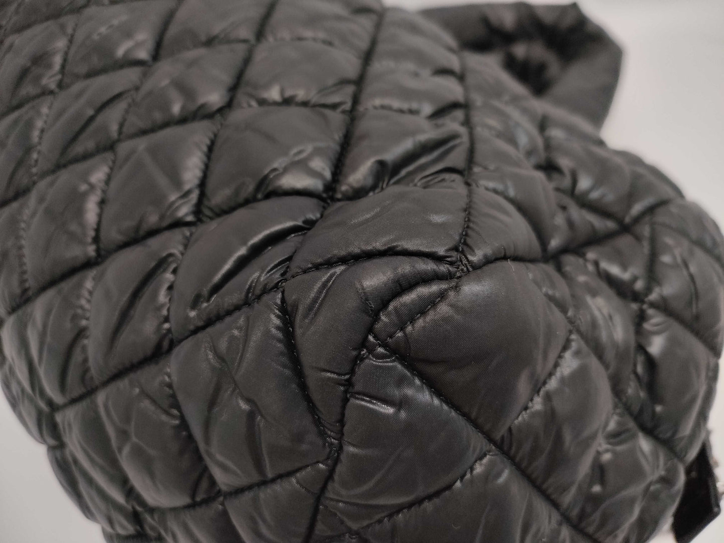 CHANEL Coco Cocoon Mini Boston Bag A47205 Black with Silver Hardware, Quilted Nylon, 15075709 Handbag