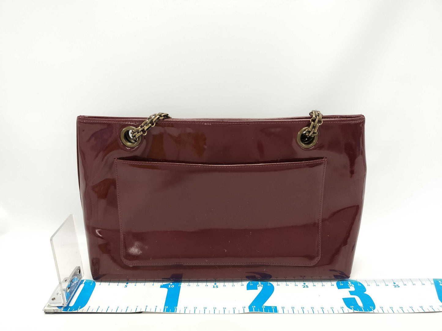 CHANEL Enamel Chain Shoulder Bag with Turn Lock, Red