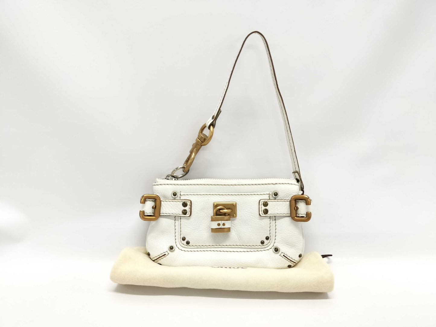 Chloe Paddington Pouch Handbag White