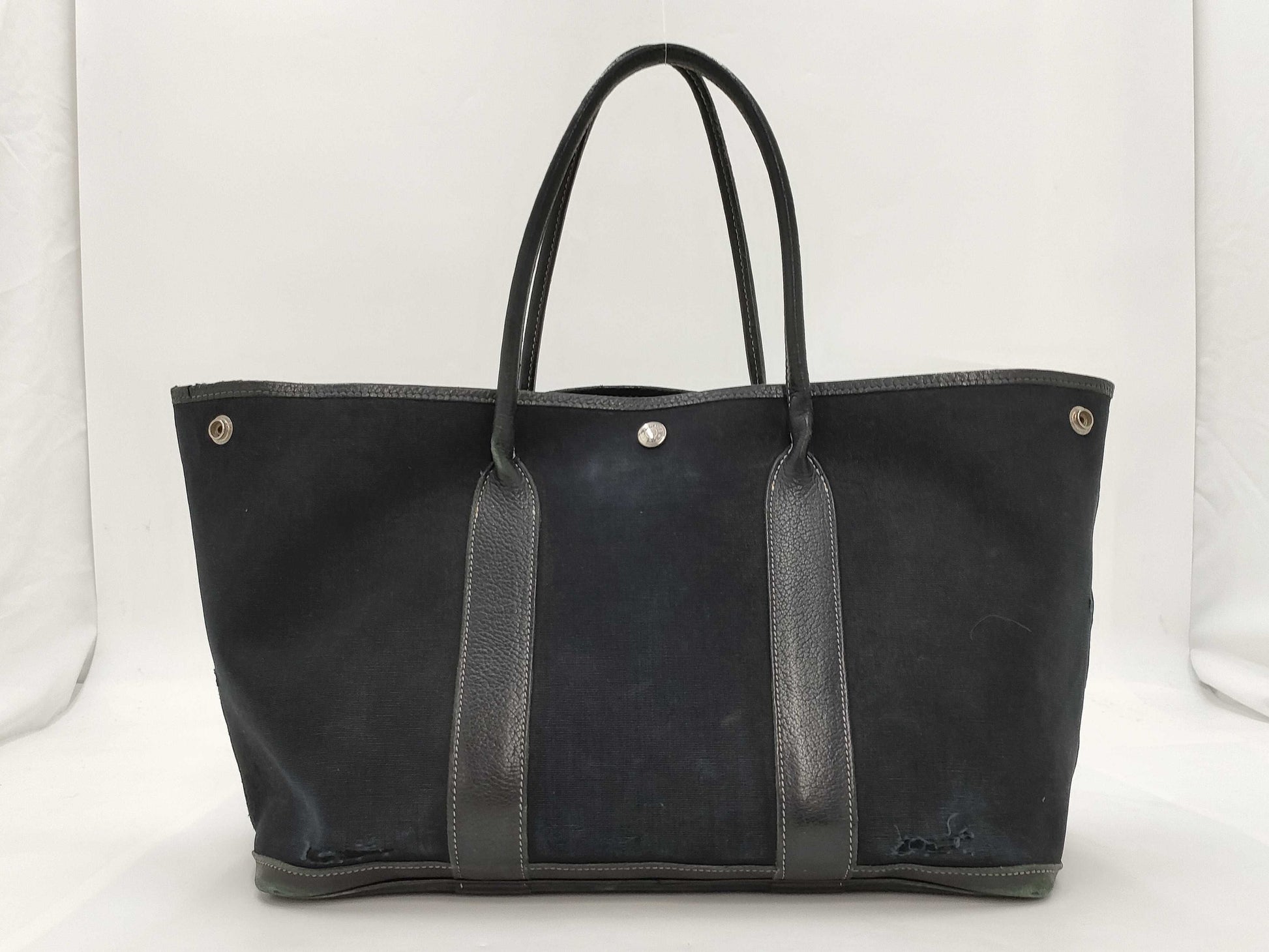 HERMES Garden Party Tote Bag Black Tote Bag