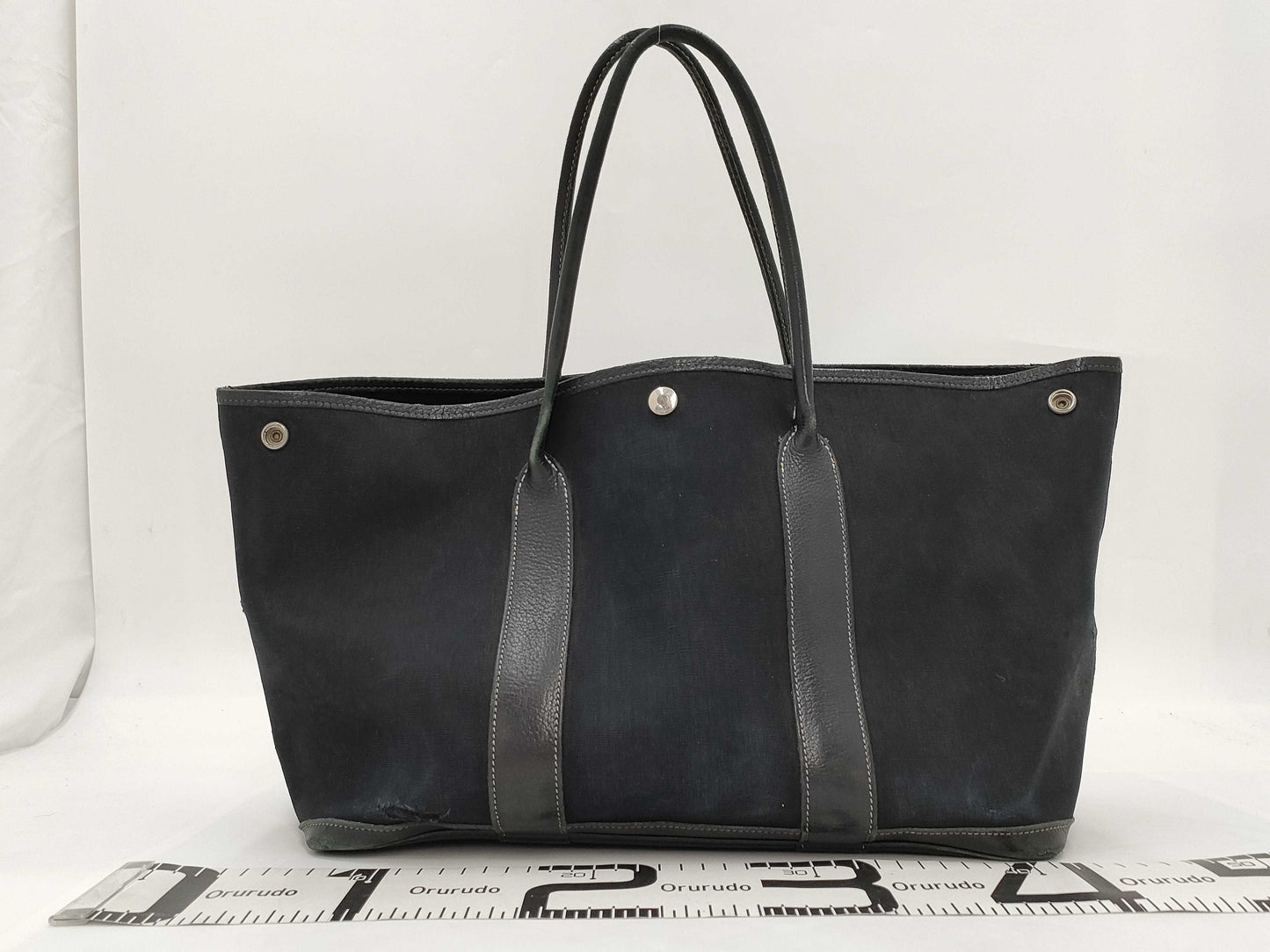 HERMES Garden Party Tote Bag Black Tote Bag