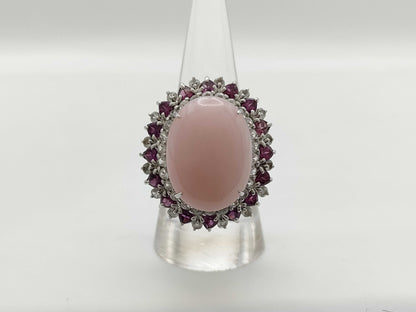 14.64ct Colored Stones, Transparent Stones, 15.2g K18WG Ring 