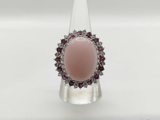 14.64ct Colored Stones, Transparent Stones, 15.2g K18WG Ring 