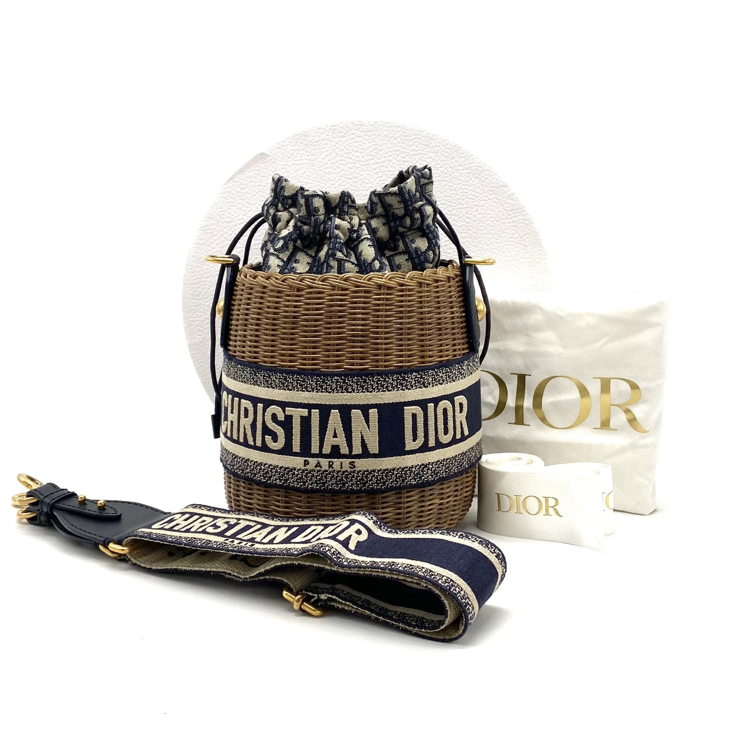 Dior Christian Dior Christian Dior Oblique 2-way Rattan Canvas Shoulder Bag