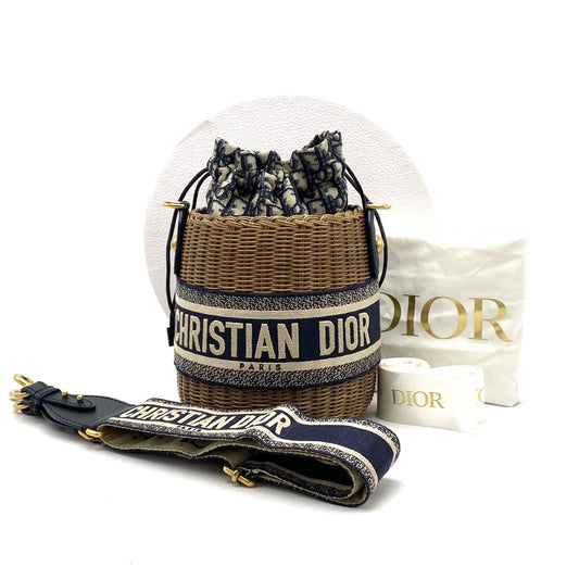 Dior Christian Dior Christian Dior Oblique 2-way Rattan Canvas Shoulder Bag