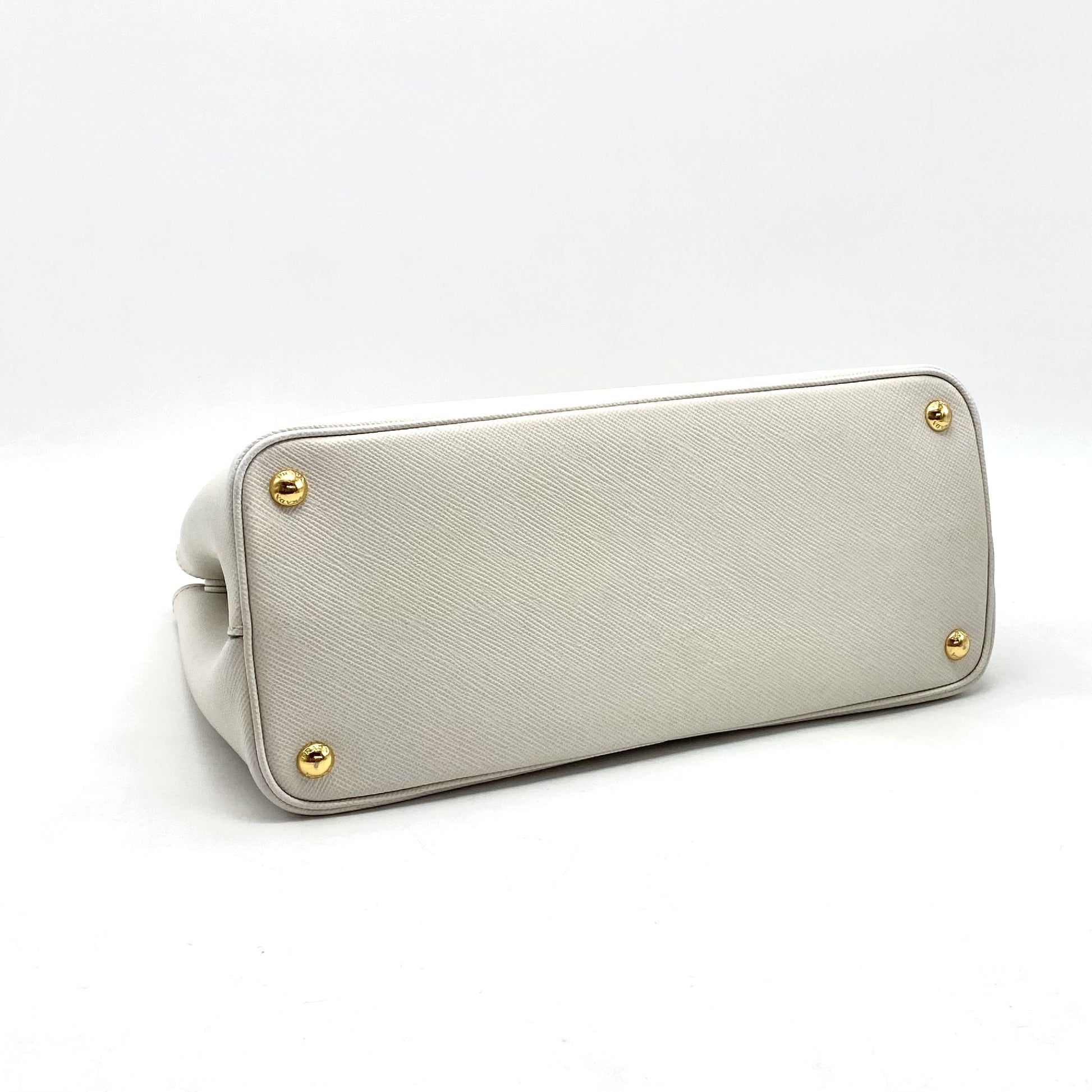 PRADA Prada Triangle Logo Plate Saffiano Leather Handbag White Tag 180 Handbag