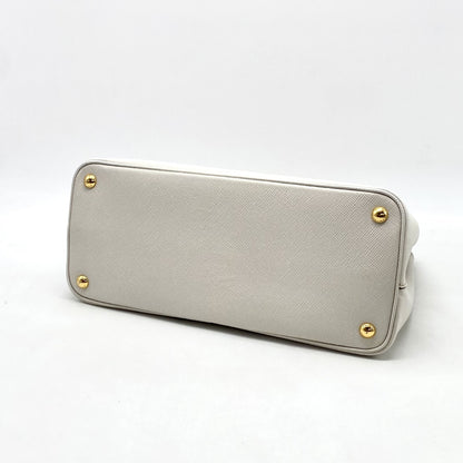PRADA Prada Triangle Logo Plate Saffiano Leather Handbag White Tag 180 Handbag