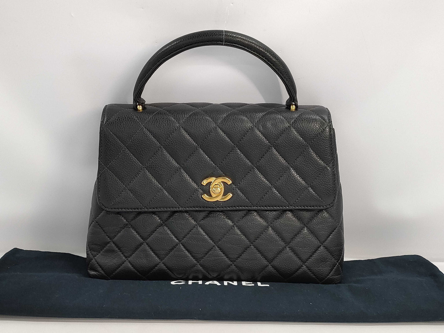 CHANEL Caviar Coco Hand Black Handbag