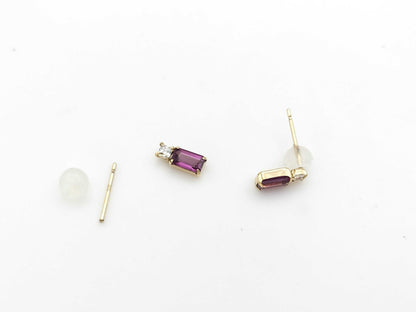 Colored Stone and Transparent Stone K10 0.4g Earrings 