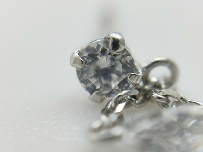 Colored Stone and Transparent Stone K14WG 0.5g Earrings 