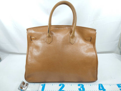 High-class leather handbag, camel color