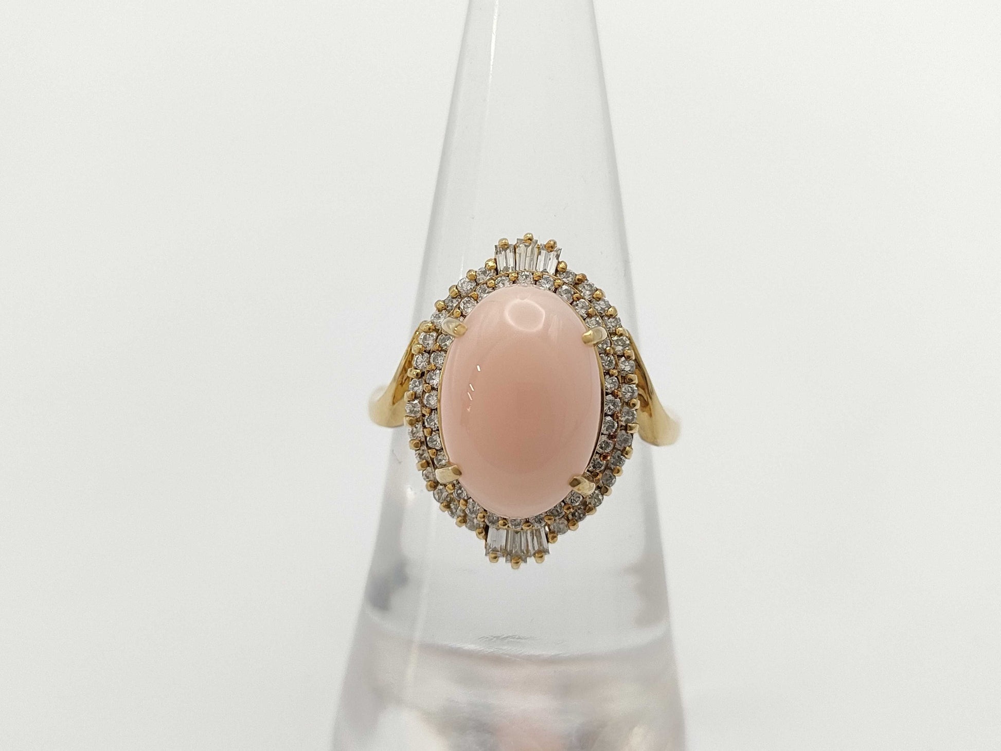Mitsukoshi Coral D0.53ct K18 6.9g Ring 