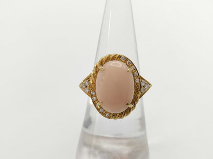Mitsukoshi Coral D0.16ct K18 6.9g Ring 