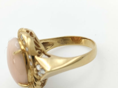 Mitsukoshi Coral D0.16ct K18 6.9g Ring 