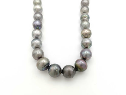 Semi-round pearl necklace, diameter approximately 11.9mm-15.4mm, sterling silver, 99.2g .