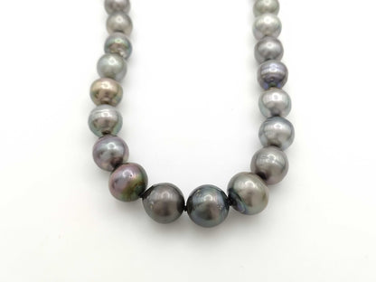 Semi-round pearl necklace, diameter approximately 11.9mm-15.4mm, sterling silver, 99.2g .